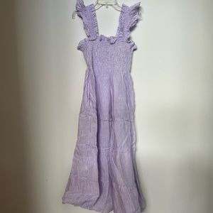 Hill House Home Ellie Nap Dress Lilac Stripe Linen S